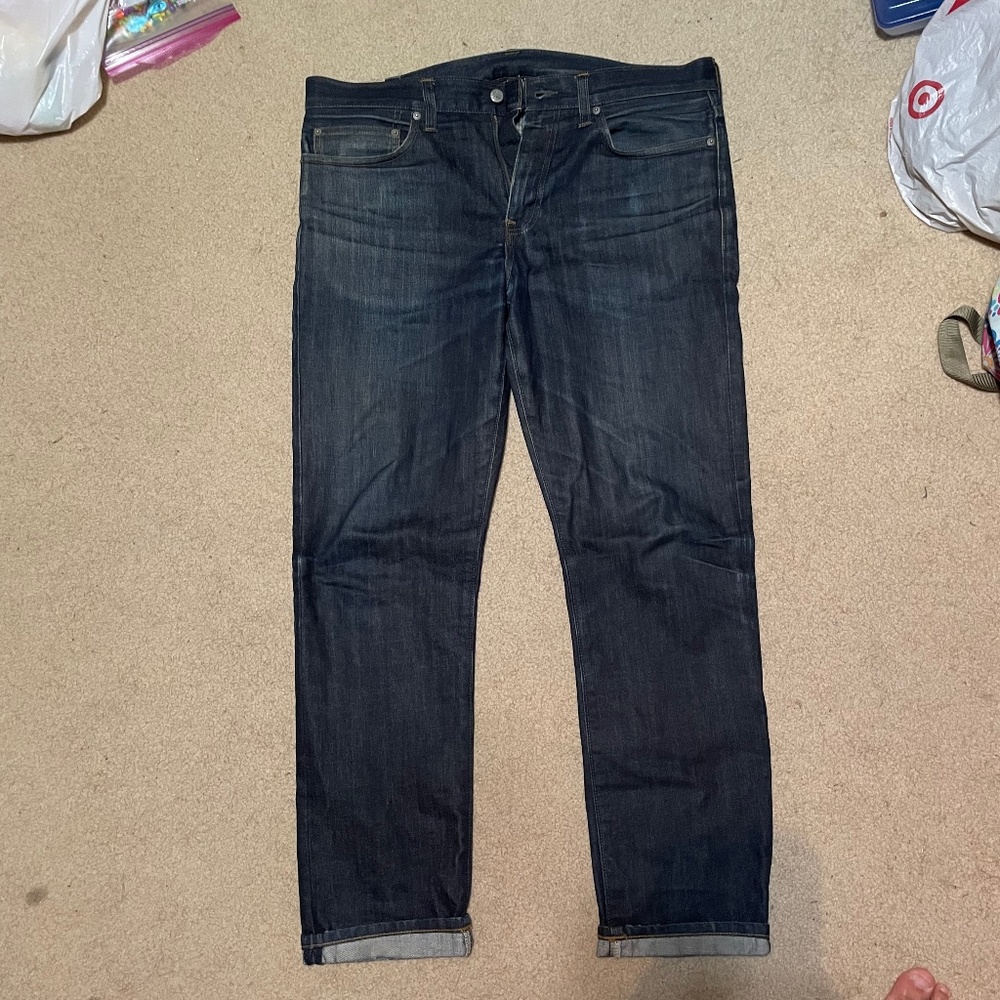 J Crew 770 Kaihara Jeans Mens Size 34x32 Dark Indigo Blue Raw Selvedge Denim